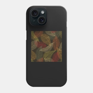 Abstract fall leaves drawing. Leaf skeleton print. Autumn foliage illustration Phone Case