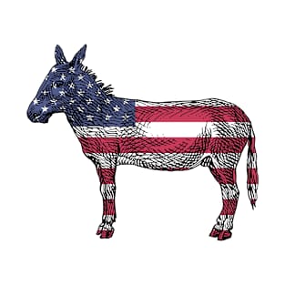 Democrats donkey in colours of american flag T-Shirt