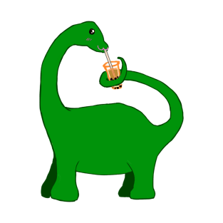 sauropod dino drinking boba with tail T-Shirt