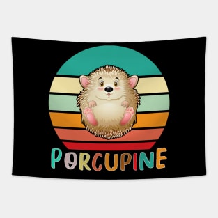 Vintage Retro Porcupine Tapestry