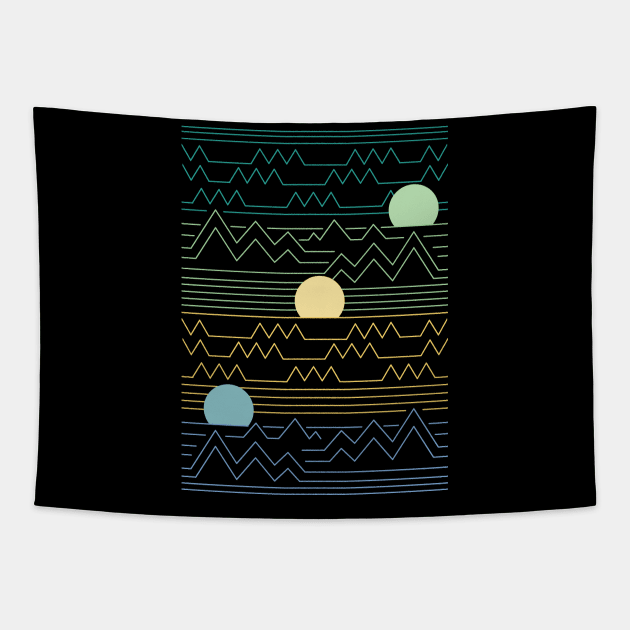 Retro Mountain Sunset Tapestry by LR_Collections