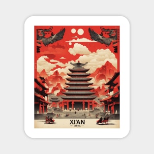 Xian China Vintage Poster Tourism Magnet