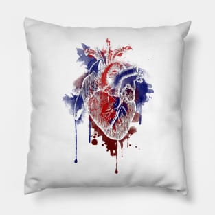 Digital Anatomical Watercolor Heart (White Version) Pillow