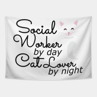 Social Worker by day cat lover by night Tapestry