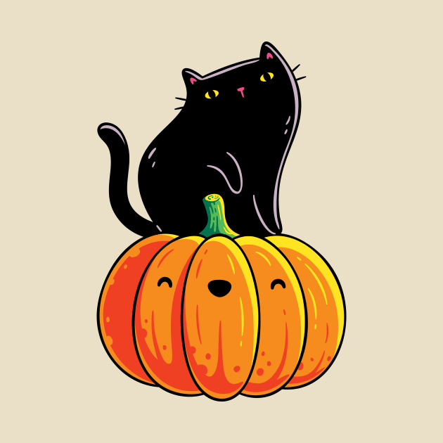 Black Kitten on a Pumpkin by LydiaLyd