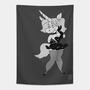 Magical Unicorn Cutie in Black and White Tapestry