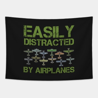 Easily Distracted By Airplanes, Vintage Aircraft Tapestry