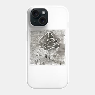 Delicate Tulip Flower Watercolor Black and White Print Phone Case