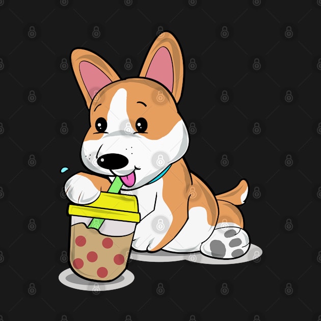 Kawaii Corgi Dog Boba Tea Lover by TheBeardComic