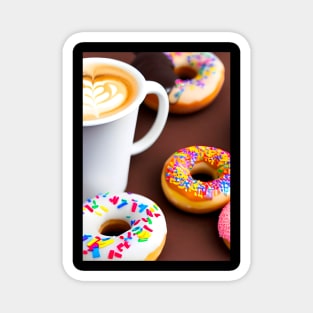 Colorful Coffee and Donut Coffee Breaks Magnet