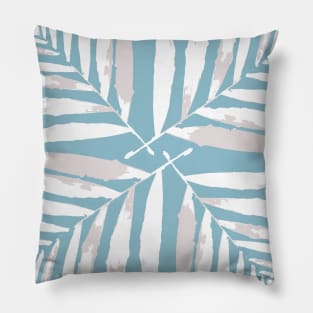 Geometric palm leaves pale blue on white , leaves, tropical , fall,  TeePublic Pillow