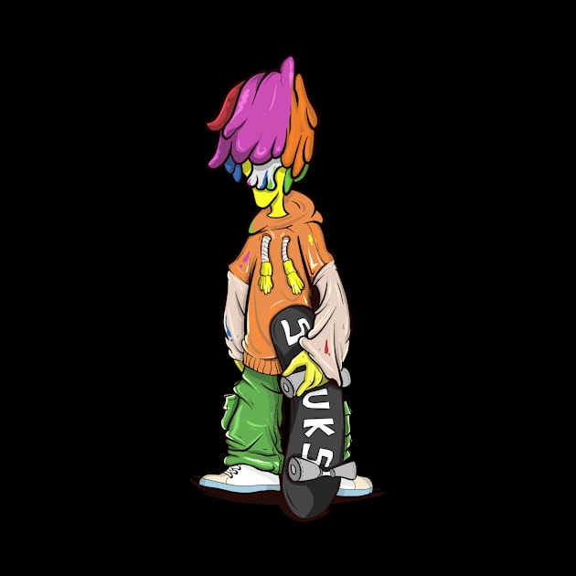 Dope Slluks skater character chilling illustration by slluks_shop