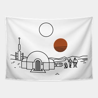 Galactic Sunset Apparel: Journey to the Desert Planet! Tapestry