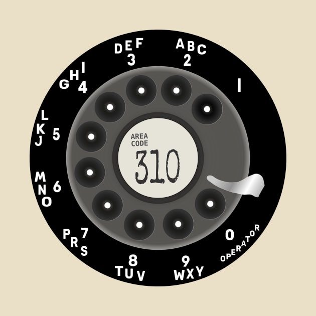Rotary Dial Phone 310 Area Code T-Shirt by Lyrical Parser