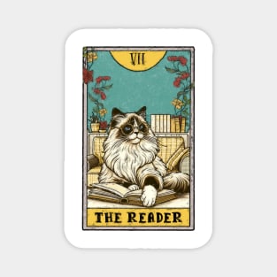 Funny cat | The Reader tarot deck | Funny cat and books Magnet