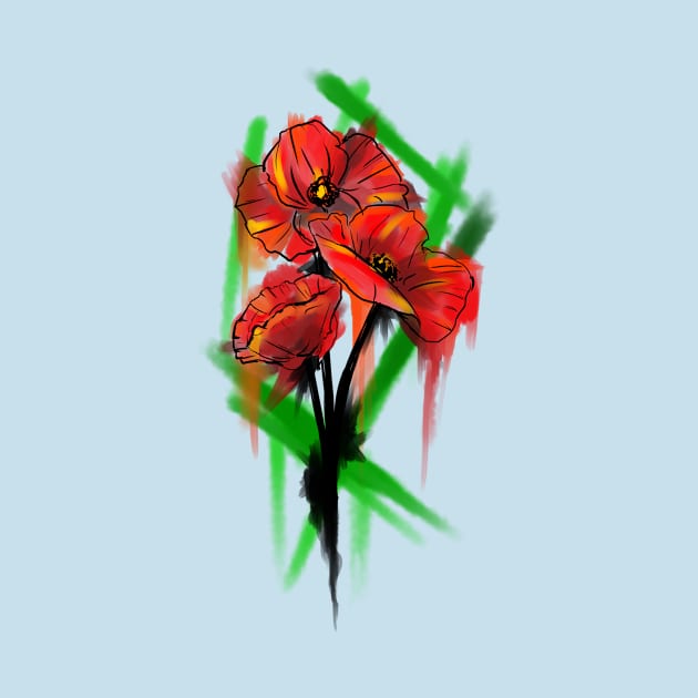 Watercolor Poppy Flower by RogerPrice00x