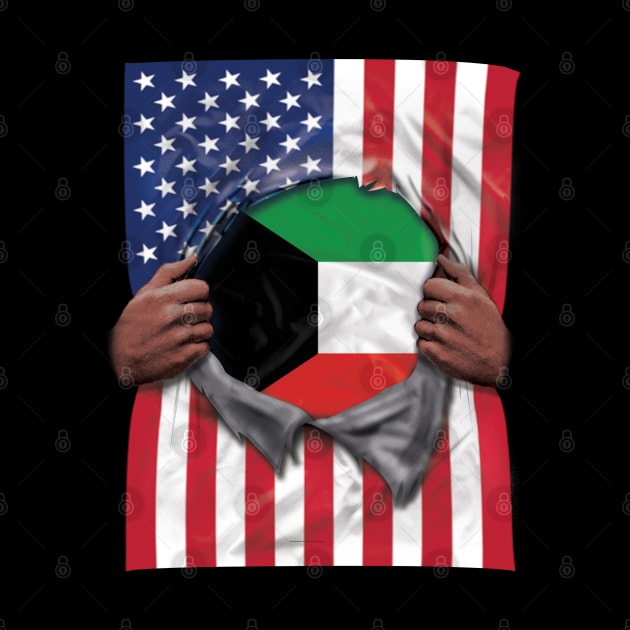 Kuwait Flag American Flag Ripped - Gift for Kuwaiti From Kuwait by Country Flags
