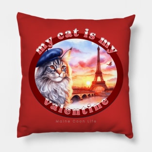 My French Valentine Cat Maine Coon Life 09M Pillow