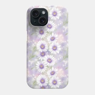 Watercolor Violet Pattern With Big White Daisy Phone Case