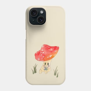 Cute Watercolor Mushroom Reading 4 Phone Case