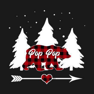 Pop Pop Bear Buffalo Plaid Christmas Matching Family Pajama T-Shirt