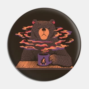 Bear Having Coffee I Love Coffee Pin