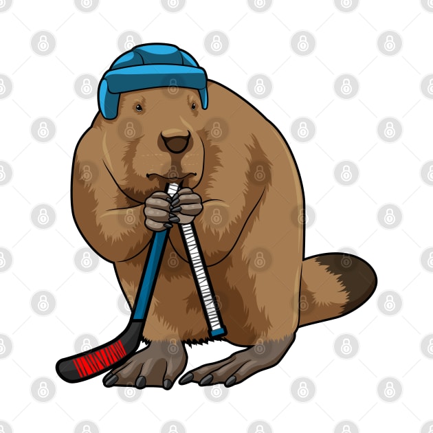 Beaver at Ice hockey with Ice hockey stick by Markus Schnabel