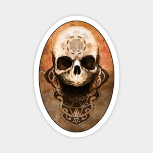 POLYNESIAN SKULL MANDALA RUSTY ARTWORK Magnet