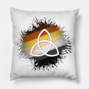 Paint Splatter Gay Bear Pride Flag Triquetra Symbol Pillow