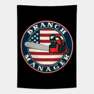 Funny Chainsaw Branch Manager American Flag Tapestry