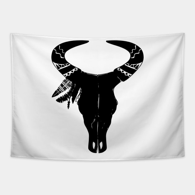 Southwest Black Bull Native American Cow Animal SkullSouthwest Black Bull Native American Cow Animal Skull Tapestry by twizzler3b