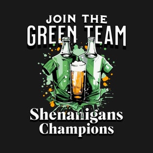 St Pats Funny Design Green Team Shenanigans Champs T-Shirt
