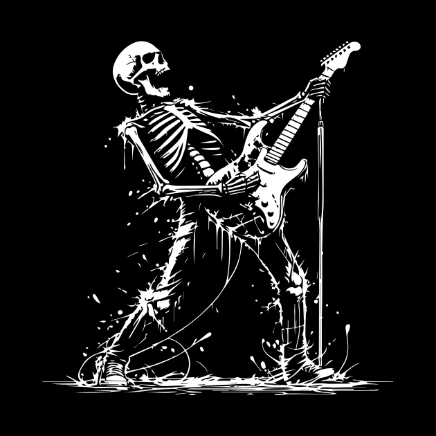 skeleton playing the guitar by lkn