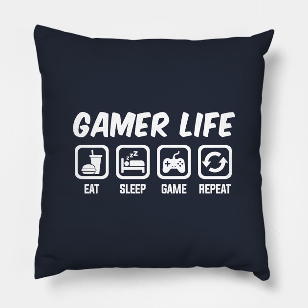 Gamer Life - Eat Sleep Game Repeat Pillow by TextTees