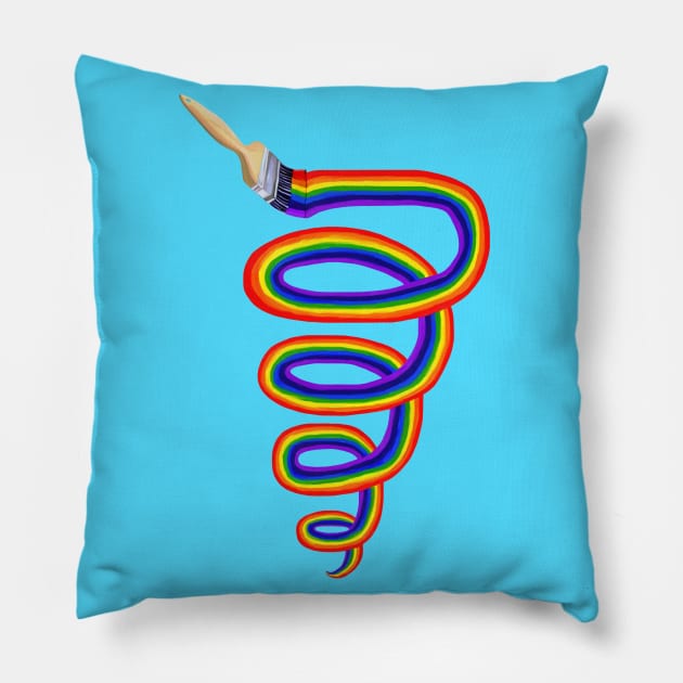 Let's Paint A Rainbow Tornado Pillow by Art by Deborah Camp