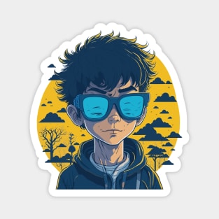 smart boy with glasses Magnet