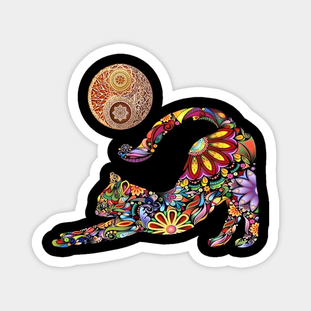 Yoga Cat Yin Yang Symbol Magnet by Atteestude