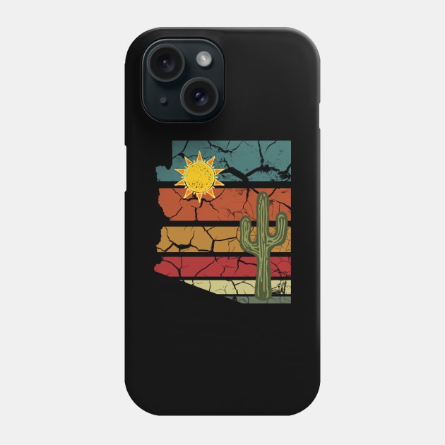 Retro Arizona with Sun and Cactus Phone Case by Aunt Choppy