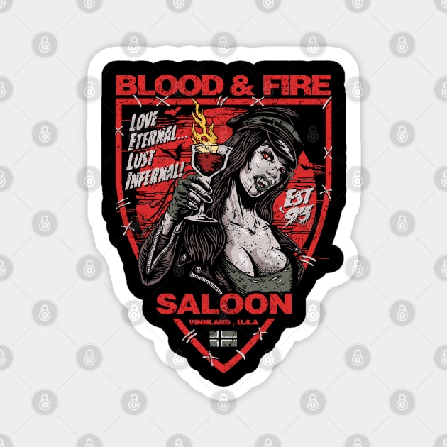 "BLOOD & FIRE SALOON" FRONT AND BACK RED Magnet by joeyjamesartworx