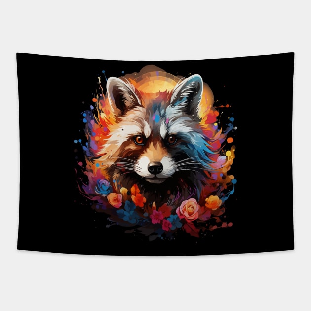 Raccoon Rainbow Tapestry by JH Mart