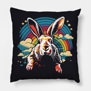 Rabbit in the Sky 70s Aesthetics Bunny Pillow