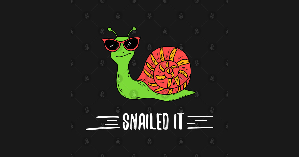 Snailed it Funny Cute Cartoon Snail Pun Design Snailed It Sticker