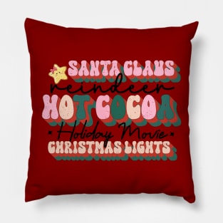 Santa Claus Reindeer Hot Cocoa Holiday Movie Christmas Lights Pillow