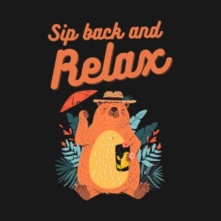 Sip Back and Relax: Capybara's Tropical Retreat T-Shirt