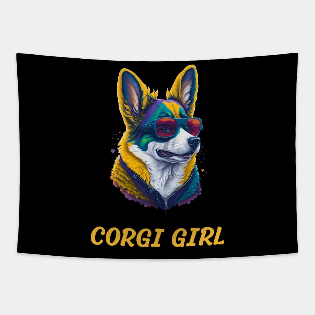 corgi girl Tapestry by vaporgraphic
