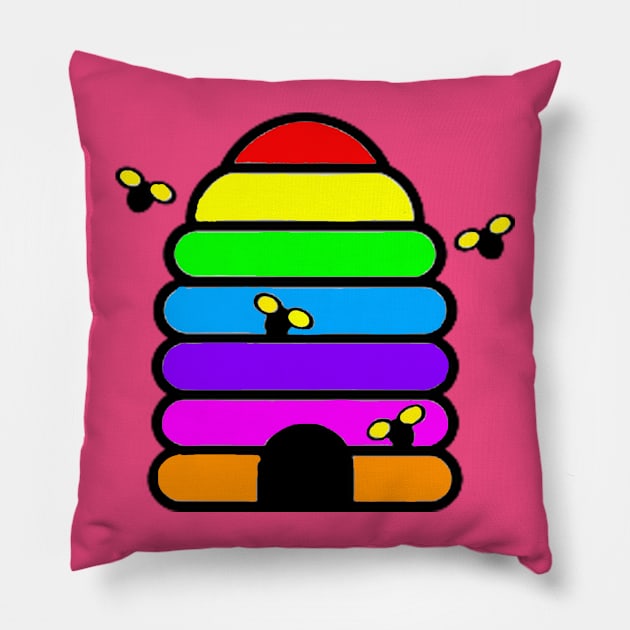 Rainbow Home Bee Pillow by Bayumahardhika