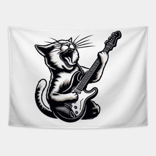 Cat Playing Guitar Tapestry