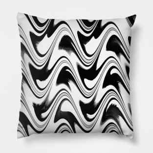 Black and White Marble Waves Pillow