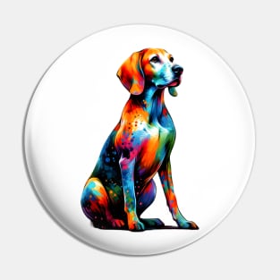 Vibrant American Leopard Hound in Splash Art Style Pin