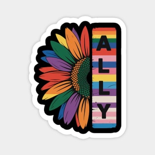 Rainbow Sunflower LGBT Flags Ally Pride Month Magnet